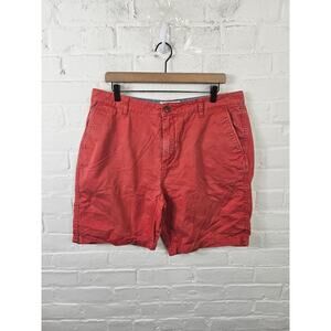 Quiksilver Women's High Rise Chino Shorts Flat Front Regular-Fit Red Size 36